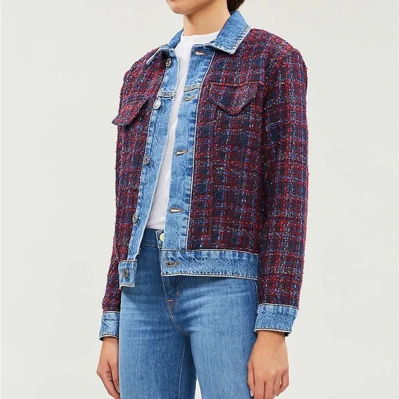 *SOLD* Sandro Chelsy Denim-Trimmed Tweed Jacket - Picture 7 of 12